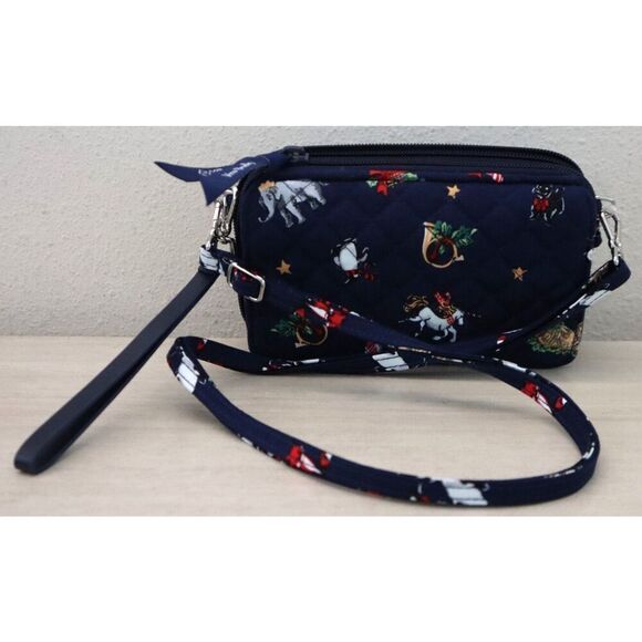 Vera Bradley 28455-15378 Snow Globe Motifs Navy RFID All In One Crossbody - Picture 1 of 16